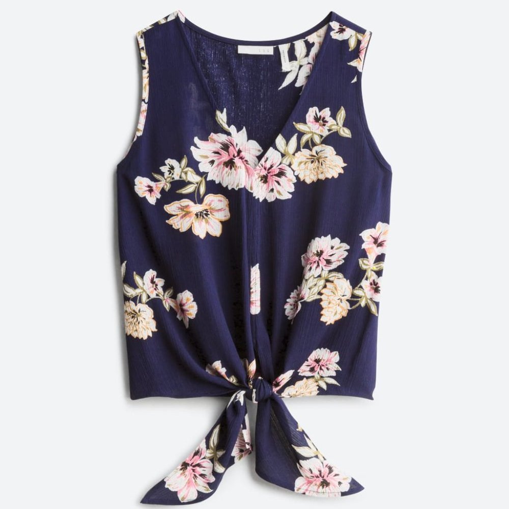 LUQ Rhee Sleeveless Tie Front Top Extra Large